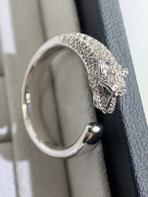Cartier micro-inlaid half diamond leopard ring-0151  