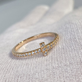 Tiffany gold coil full diamond ring-3682  