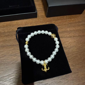Chrome Hearts Gold Pearl Bracelet-3795  