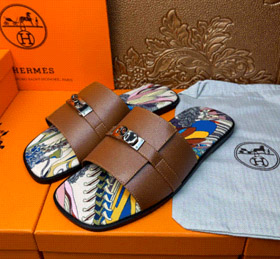 HERMES calfskin round toe slip-on slippers-2966  